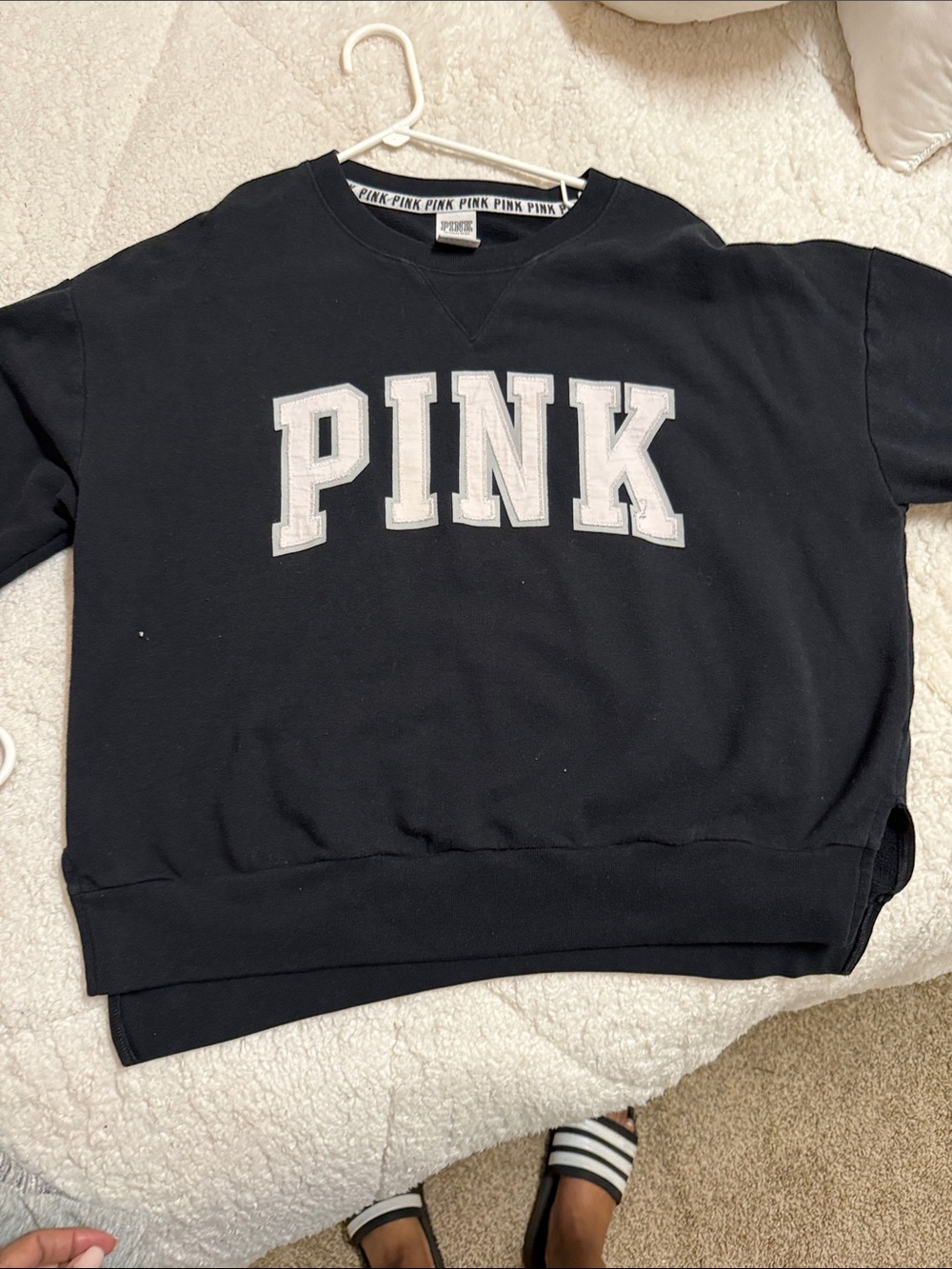 Victoria's Secret PINK Black Sweatshirt with White Trim